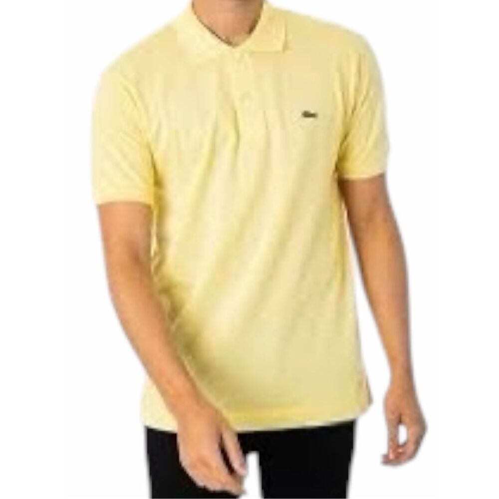 LACOSTE Classic Piqué Polo Shirt Yellow Short Sleeve Cotton XL Size 6